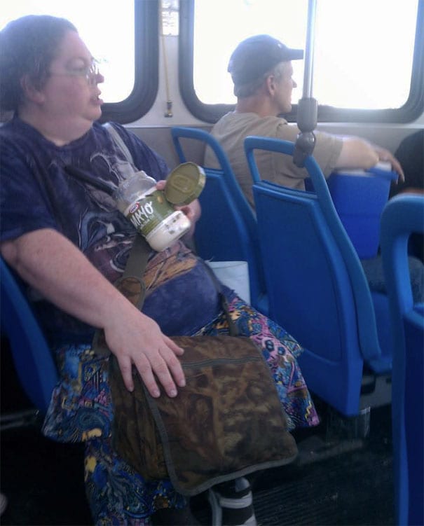 Commuters Disgusted By This Woman's Strange Snack