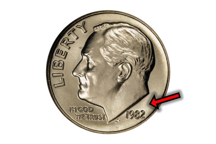 1982 Roosevelt Dime With No Mint Mark