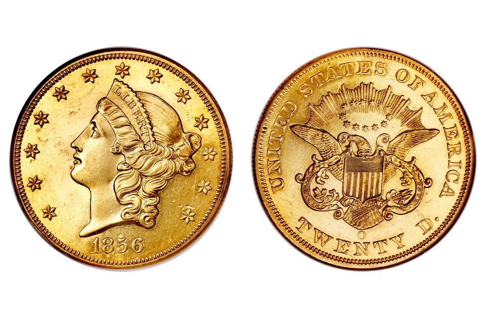 1856 O $20 Liberty Head Gold Double Eagle Coin