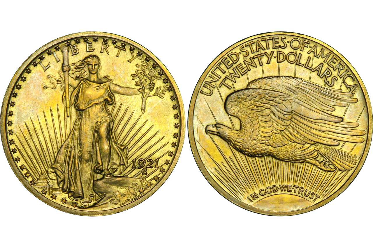 1921 Roman Proof Saint Gaudens Gold Double Eagle $20 Coin