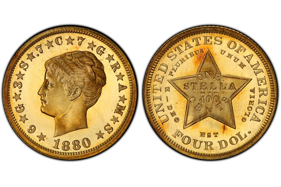 1880 Proof Stella Coiled Hair $4 Gold Coin