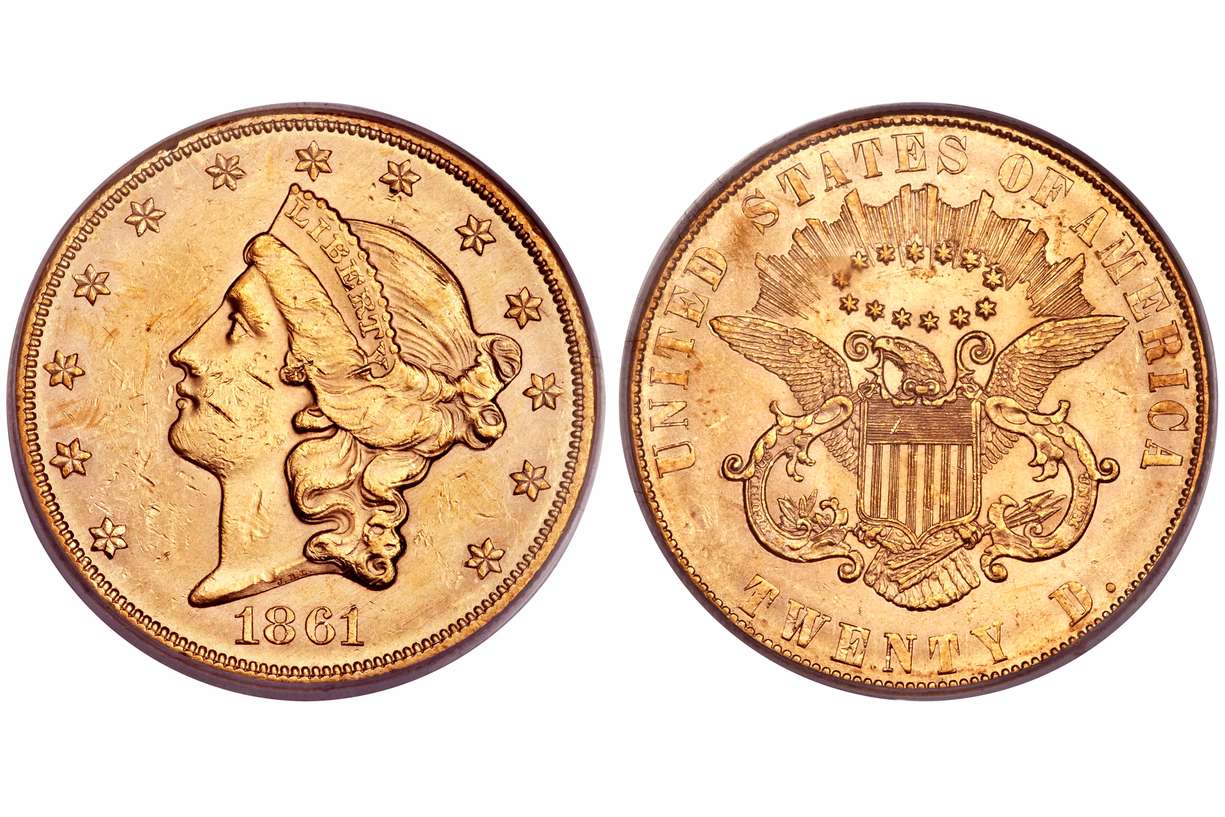 1861 Liberty Head Gold Double Eagle $20 Coin