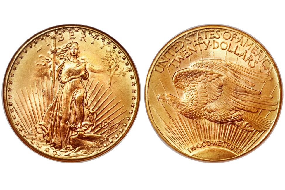 1927 D $20 Gold Double Eagle Saint Gaudens Coins