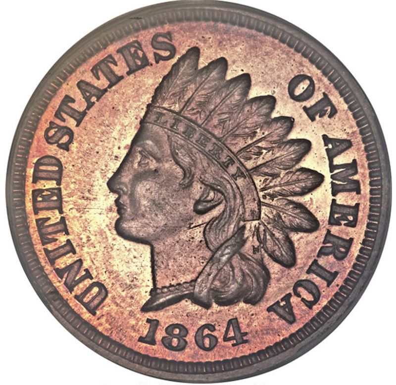 1864 Indian Head Penny (With An ‘L’ On The Ribbon)