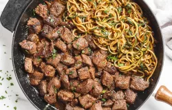 Garlic Butter Steak Bites With Zoodles