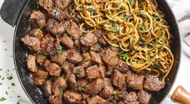 Garlic Butter Steak Bites With Zoodles