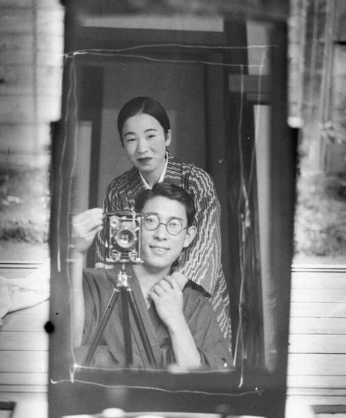 Japanese Couple Take A Mirror Selfie